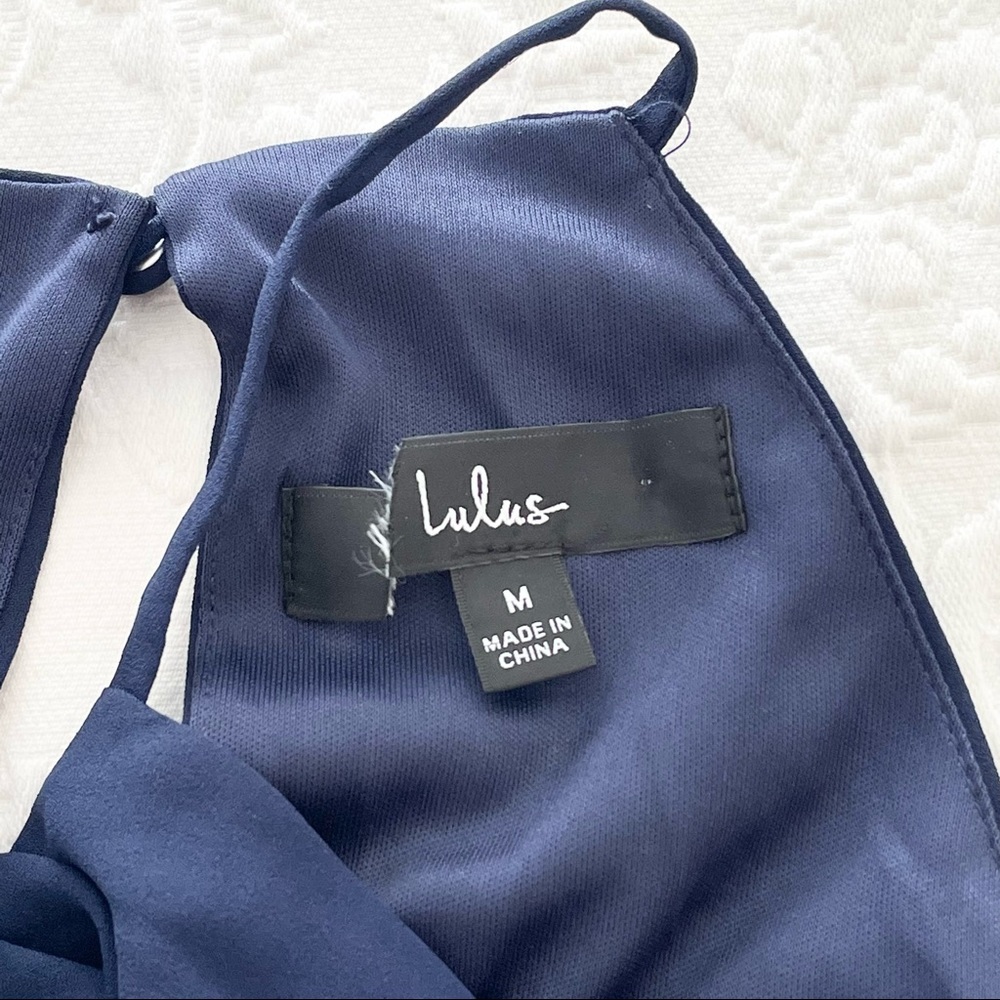 NWOT Lulus Dreamy Date Night Navy Blue Sleeveless Midi Dress Medium - Picture 7 of 13